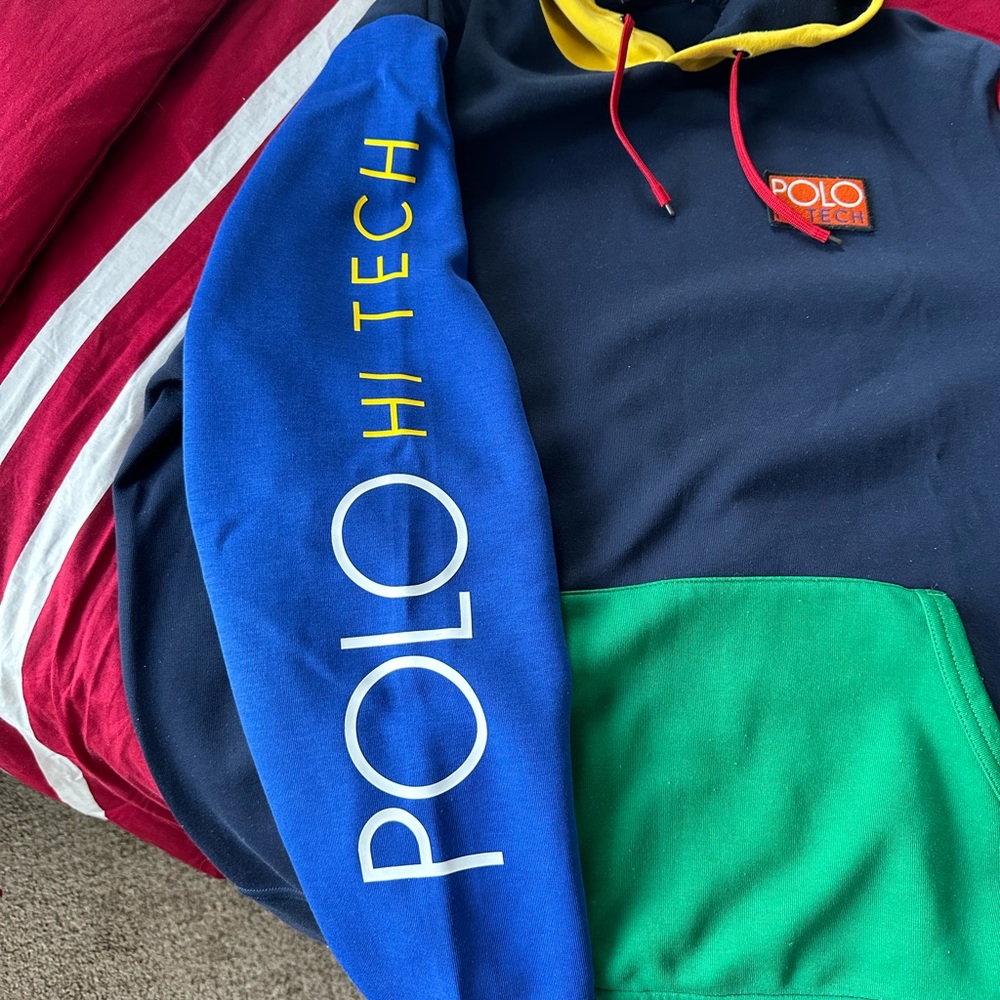 🔥🔥 Rare Polo by Ralph Lauren Yellow and Black Hoodie/Jogger Pants matching hat - Picture 3 of 11